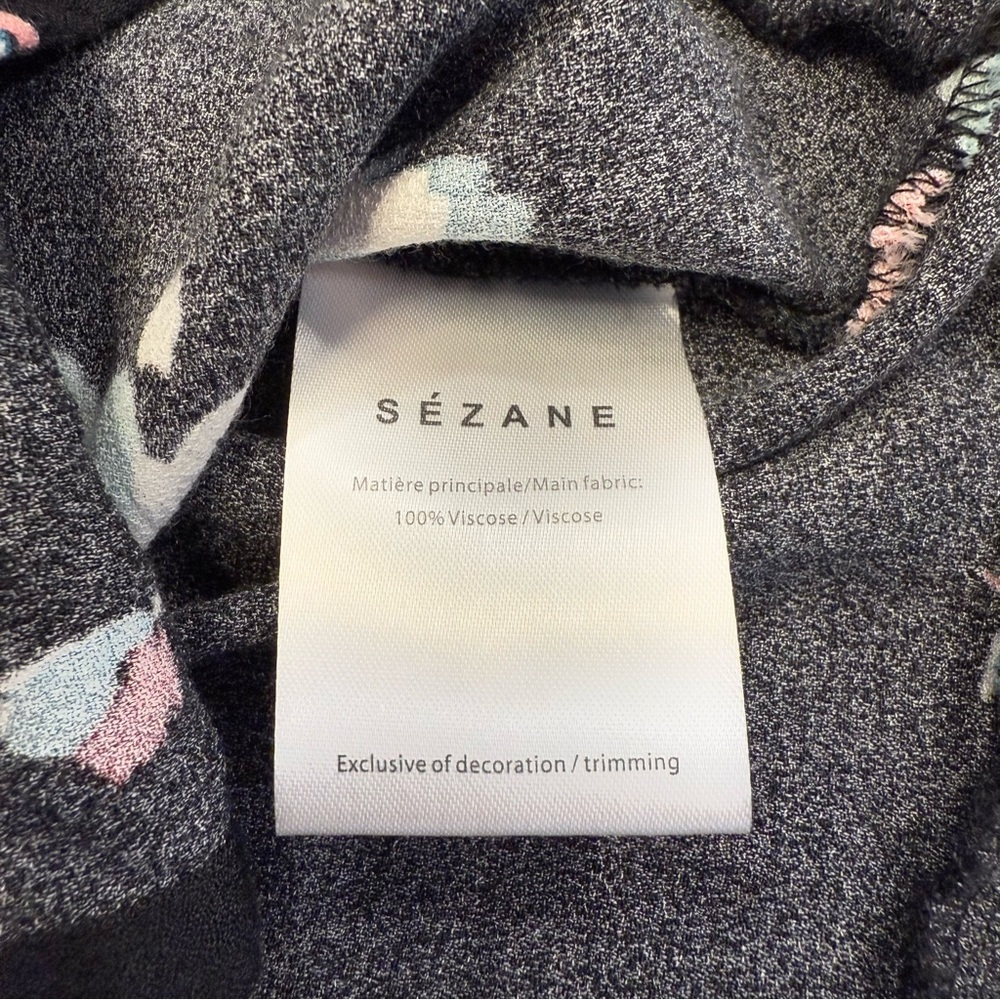 Sézane Floral Peplum Blouse Black Multicolor Womens Size Small 36 EU - Picture 6 of 7